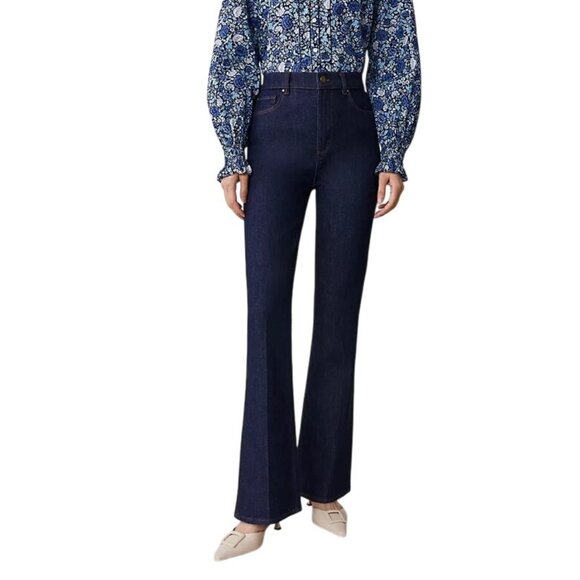 Ann Taylor Factory 2024 Womens High Rise Flare Jeans Size 4 Dark Blue Denim - Picture 1 of 12
